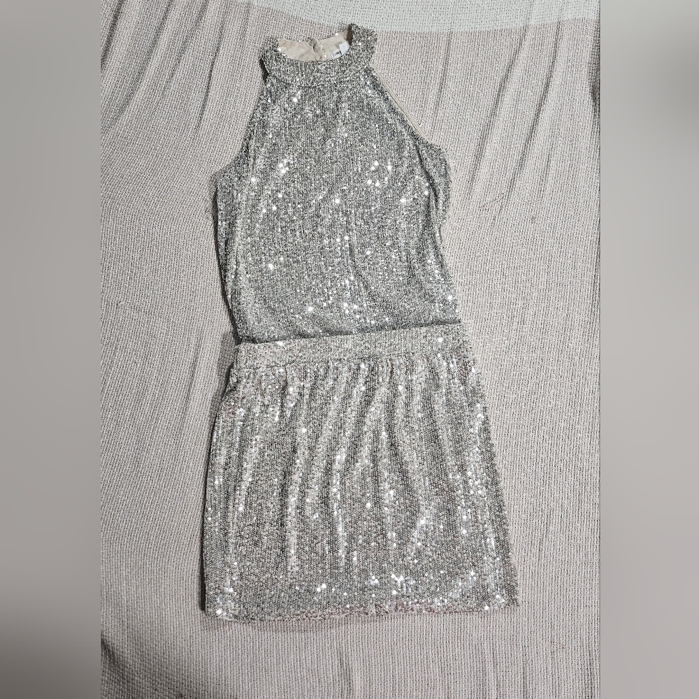 Love on a Hanger Glittering Silver Sleeveless Top